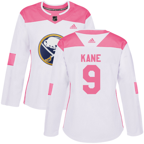 Adidas Sabres #9 Evander Kane White/Pink Authentic Fashion Women's Stitched NHL Jersey - Click Image to Close